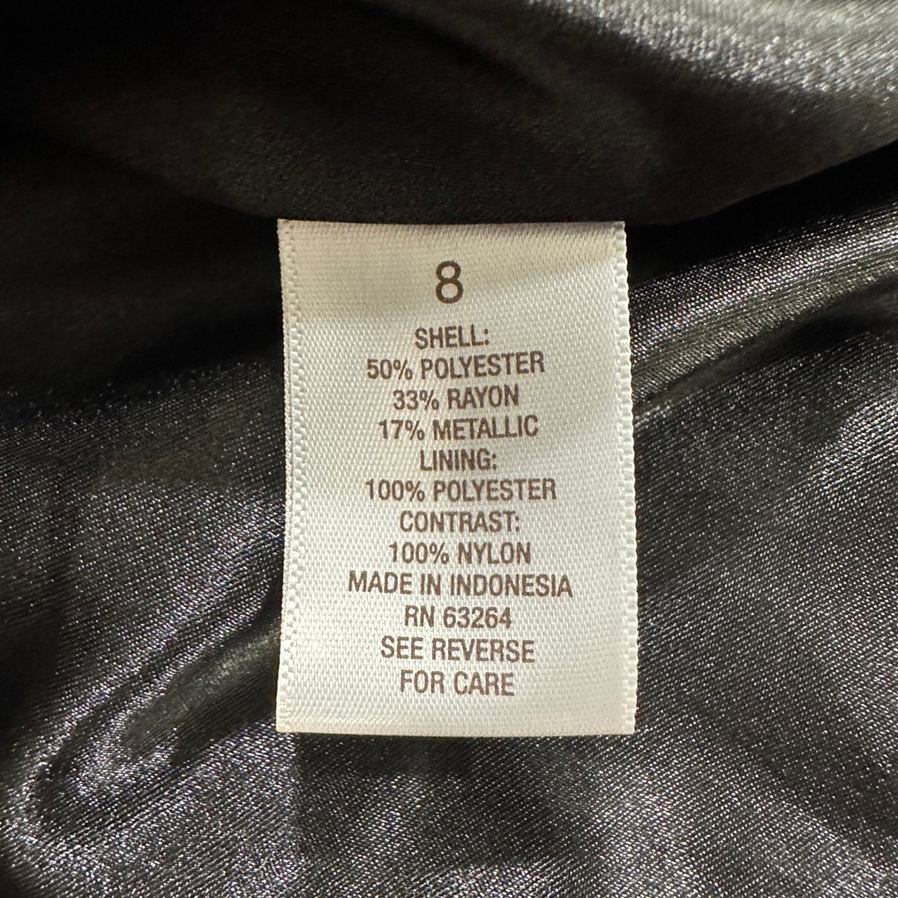 Luxe by Carmen Marc Valvo Dress 8 Gold Black Floral Metallic Brocade Cocktail - Picture 7 of 9